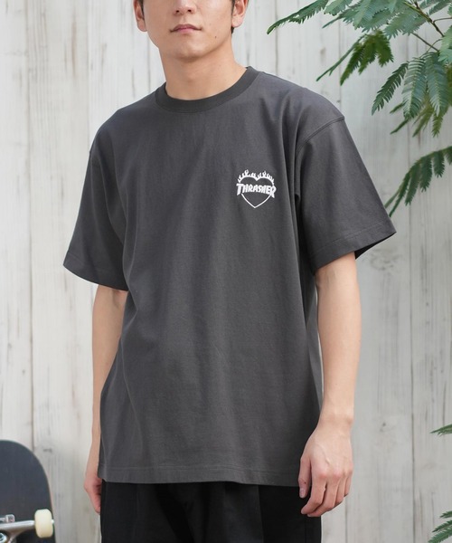 THRASHER(スラッシャー)の「【ムラサキスポーツ限定】THRASHER/スラッシャー 半袖Tシャツ/半袖Tee オーバーサイズ 刺繍ロゴ ユニセックス 252TH1ST040(Tシャツ/カットソー・メンズ・ベージュ/グリーン/ホワイト/アッシュグレー/チャコールグレー/イエロー/オレンジ/カーキ/サックスブルー/ネイビー/ブラック・L/XL/M/S)」の3枚目の写真