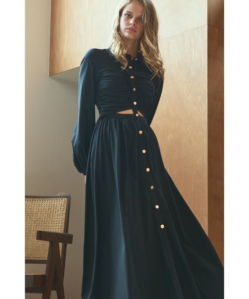 Estella.K（エステラケー）の「Alessia Dress ギャザーリングカットアウトドレス（ワンピース・レディース・ブラック/ベージュ系・FREE）」の13枚目の写真