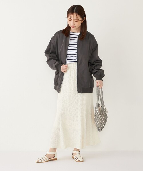 SHIPS Colors（シップス カラーズ）の「SHIPS Colors:〈手洗い可能〉カットジャカード マーメイド スカート（スカート・レディース・オフホワイト/ブラック・ONE SIZE）」の20枚目の写真