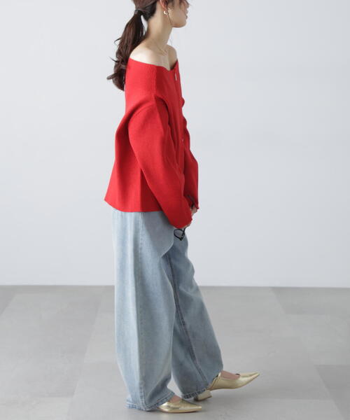 FREE'S MART（フリーズマート）の「［MFM］オフショルジップラメカーディガン（ニット/セーター・レディース・グレー/ホワイト/レッド/ピンク/ライトグリーン・FREE）」の21枚目の写真