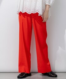 【Oggi5月号掲載/洗える】リネンレーヨンストレッチ ワイド パンツ