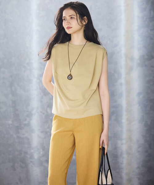 23区 L(ニジュウサンクオオキイサイズ)の「【Oggi5月号掲載/洗える】リネンレーヨンストレッチ ワイド パンツ(その他パンツ・レディース・オレンジ系/ブラック系/イエロー系/ベージュ系/ダークブラウン系/ダークグリーン系/ホワイト系/ネイビー系・44/46/48/50)」の10枚目の写真