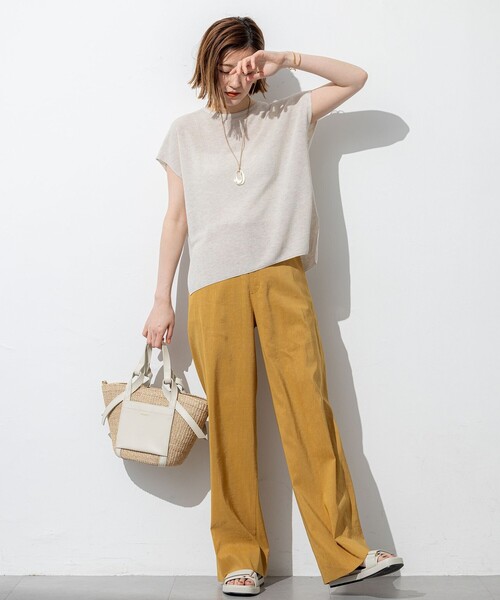 23区 L(ニジュウサンクオオキイサイズ)の「【Oggi5月号掲載/洗える】リネンレーヨンストレッチ ワイド パンツ(その他パンツ・レディース・オレンジ系/ブラック系/イエロー系/ベージュ系/ダークブラウン系/ダークグリーン系/ホワイト系/ネイビー系・44/46/48/50)」の15枚目の写真