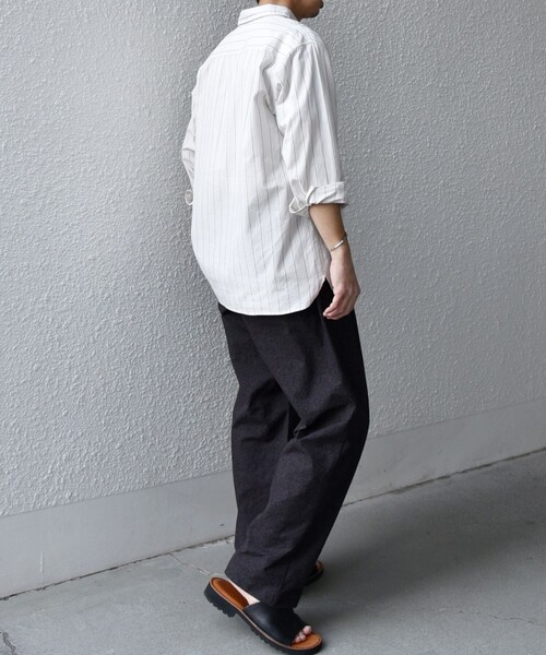 SHIPS any（シップス エニィ）の「SHIPS any:〈洗濯機可能〉コットン/リネン 7分袖  ストライプ スキッパー プルオーバー シャツ◇（シャツ/ブラウス・メンズ・ネイビー/オリーブ/ベージュ/ホワイト・X-LARGE/LARGE/MEDIUM/SMALL）」の6枚目の写真