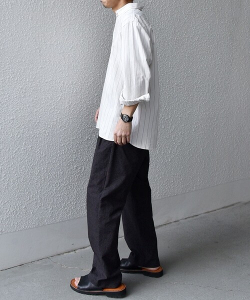 SHIPS any（シップス エニィ）の「SHIPS any:〈洗濯機可能〉コットン/リネン 7分袖  ストライプ スキッパー プルオーバー シャツ◇（シャツ/ブラウス・メンズ・ネイビー/オリーブ/ベージュ/ホワイト・X-LARGE/LARGE/MEDIUM/SMALL）」の7枚目の写真