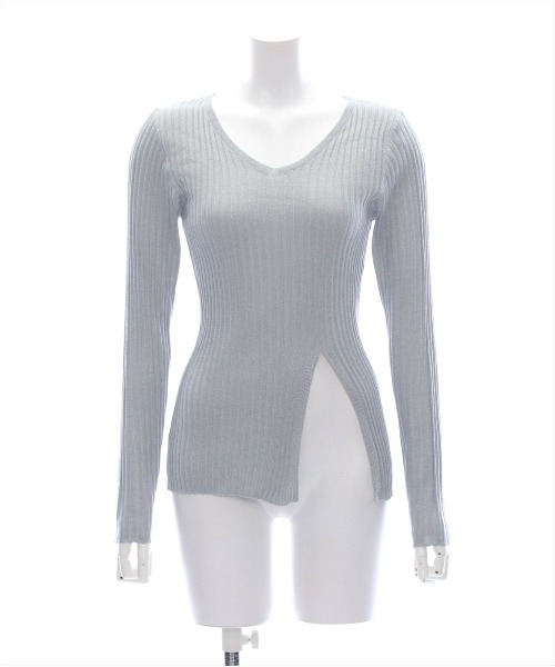 clear（クリア）の「スカーフ付きVネックラメニットトップス［大人カジュアル 春ニット］≪再入荷≫（ニット/セーター・レディース・イエロー/ライトグレー/チャコールグレー・F）」の14枚目の写真