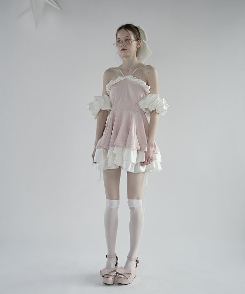 lilLilly（リルリリー）の「バイカラーバルーンミニドレス（ワンピース・レディース・グレー/ピンク/ブラック・FREE）」の15枚目の写真