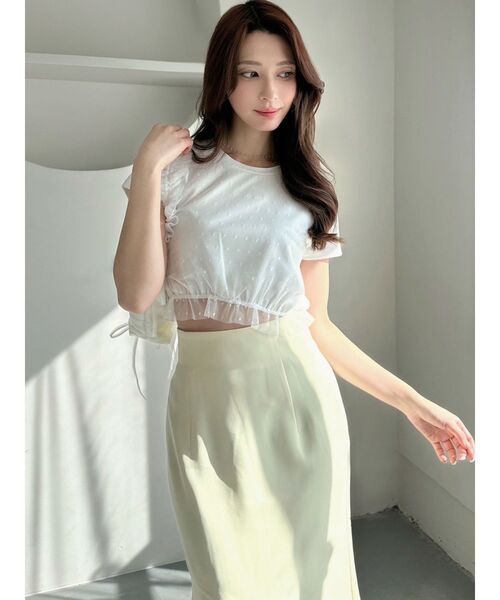 RESEXXY（リゼクシー）の「ドットチュールレイヤードTシャツ（Tシャツ/カットソー・レディース・ブルー/ブラック/ホワイト・FREE）」の5枚目の写真