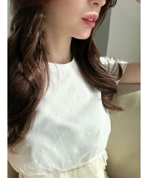 RESEXXY（リゼクシー）の「ドットチュールレイヤードTシャツ（Tシャツ/カットソー・レディース・ブルー/ブラック/ホワイト・FREE）」の6枚目の写真