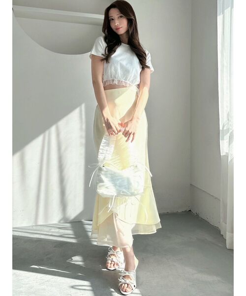 RESEXXY（リゼクシー）の「ドットチュールレイヤードTシャツ（Tシャツ/カットソー・レディース・ブルー/ブラック/ホワイト・FREE）」の7枚目の写真