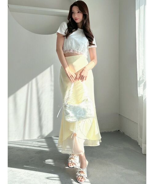 RESEXXY（リゼクシー）の「ドットチュールレイヤードTシャツ（Tシャツ/カットソー・レディース・ブルー/ブラック/ホワイト・FREE）」の8枚目の写真