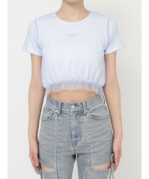 RESEXXY（リゼクシー）の「ドットチュールレイヤードTシャツ（Tシャツ/カットソー・レディース・ブルー/ブラック/ホワイト・FREE）」の16枚目の写真