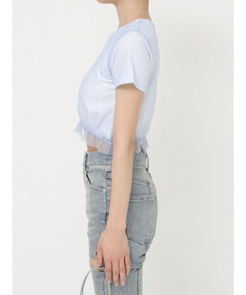 RESEXXY（リゼクシー）の「ドットチュールレイヤードTシャツ（Tシャツ/カットソー・レディース・ブルー/ブラック/ホワイト・FREE）」の17枚目の写真