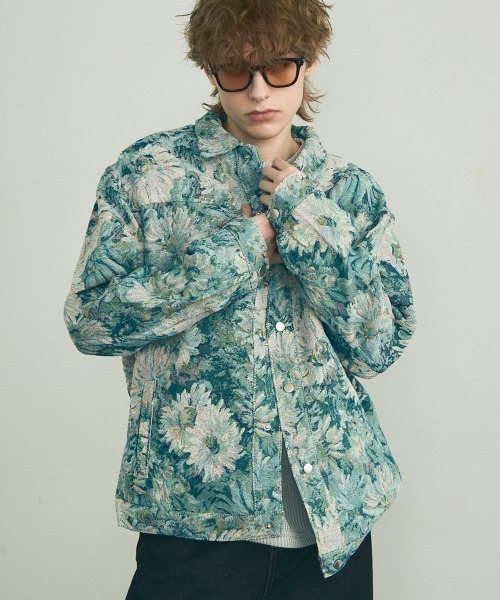 セール】flower pattern jacquard shirt jacket / フラワー