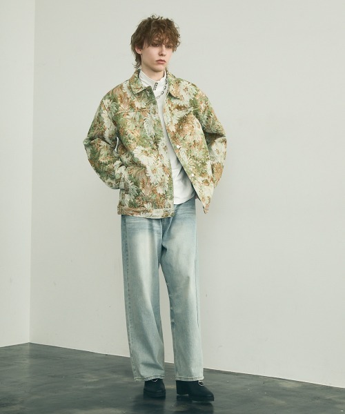 セール】flower pattern jacquard shirt jacket / フラワーパターン