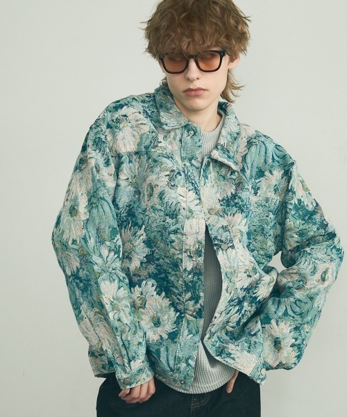 セール】flower pattern jacquard shirt jacket / フラワー