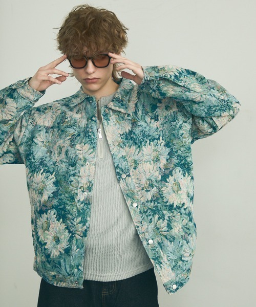 セール】flower pattern jacquard shirt jacket / フラワー