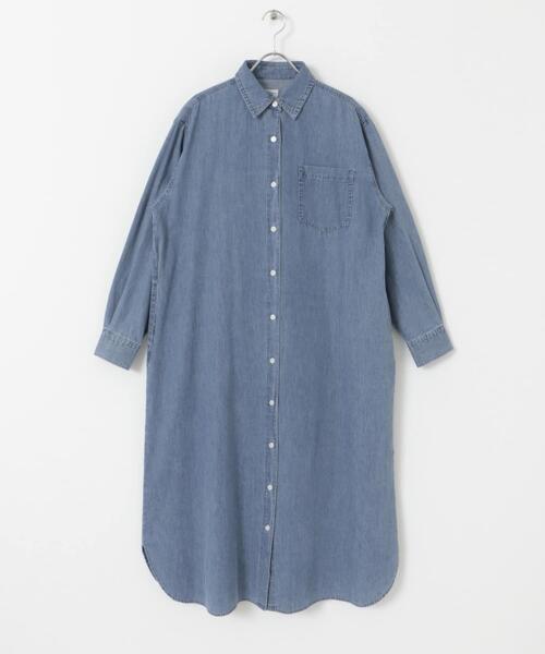 URBAN RESEARCH DOORS(アーバンリサーチドアーズ)の「ライトコットンデニムシャツワンピース(ワンピース・レディース・インディゴブルー/ライトインディゴブルー・MEDIUM)」の10枚目の写真