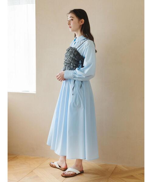 so4u(ソーフォーユー)の「タックシャツワンピース(ワンピース・レディース・サックスブルー/キナリ・F)」の4枚目の写真