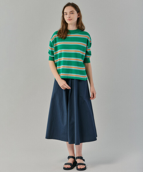 MEYAME |〈別注〉ボーダー コットンニット半袖Tシャツ WOMEN