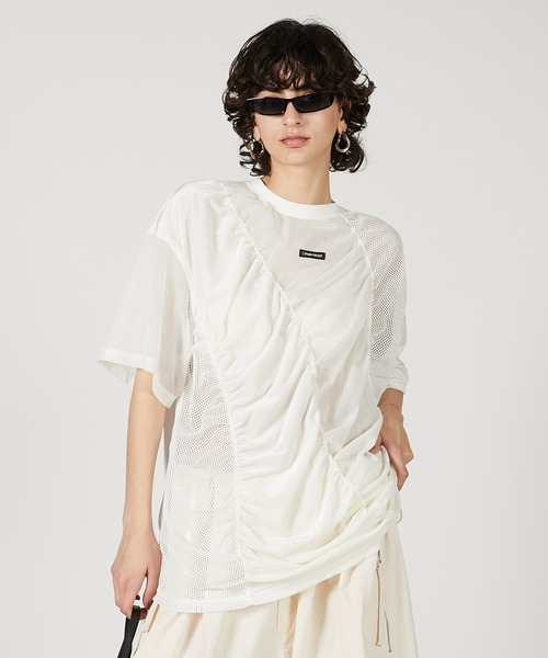 tシャツ Mesh Gather Flower T レディース MOUSSY | 【WEB限定】FLORAL RANDOM GATHER LS Tシャツ (Tシャツ