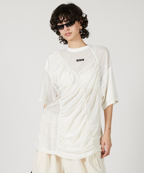 メッシュギャザーTEE / Mesh Gathered Tee（Tシャツ/カットソー