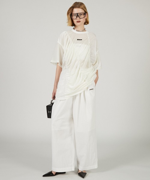 メッシュギャザーTEE / Mesh Gathered Tee（Tシャツ/カットソー