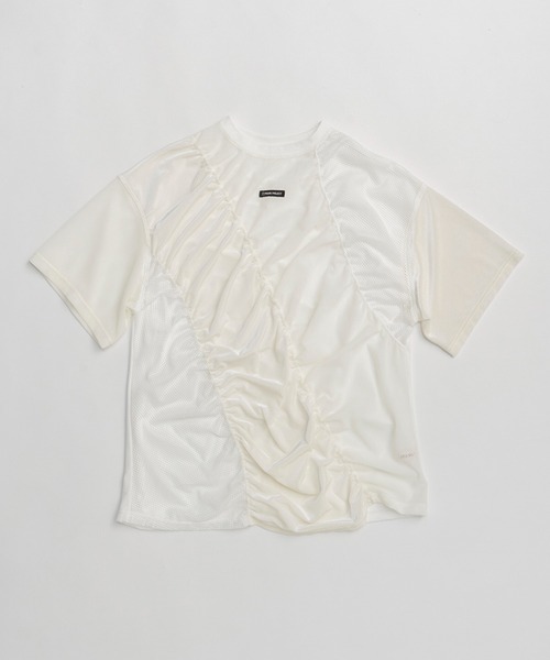 メッシュギャザーTEE / Mesh Gathered Tee（Tシャツ/カットソー