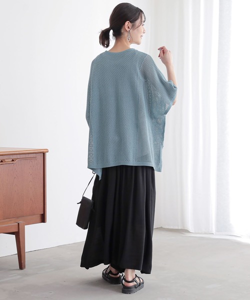 n'OrLABEL(ノアールレーベル)の「透かし編みボックスシルエットニット(ニット/セーター・レディース・ネイビー/ブルー/アイボリー・FREE)」の20枚目の写真