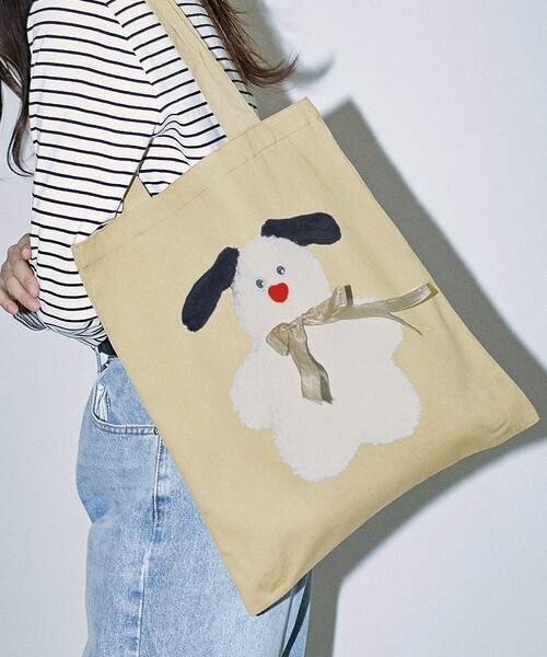 PUBLUX（パブリュクス）の「PUBLUX/パブリュクス mojojojo リボン付き トートバッグ　限定展開（トートバッグ・レディース・サックスブルー/オフホワイト/ホワイト/ベージュ・ﾌﾘ-）」の3枚目の写真