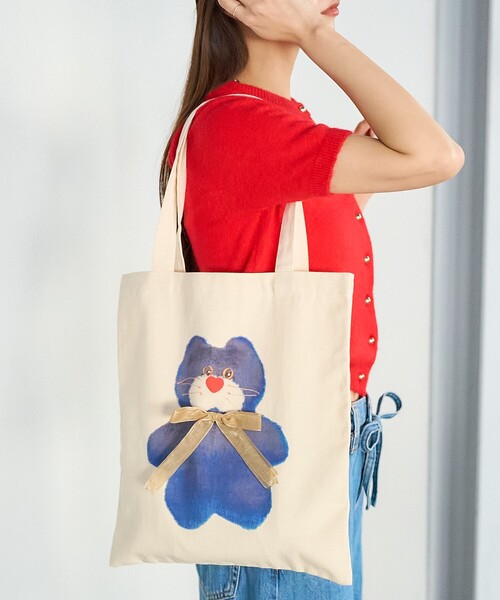 PUBLUX（パブリュクス）の「PUBLUX/パブリュクス mojojojo リボン付き トートバッグ　限定展開（トートバッグ・レディース・サックスブルー/オフホワイト/ホワイト/ベージュ・ﾌﾘ-）」の20枚目の写真