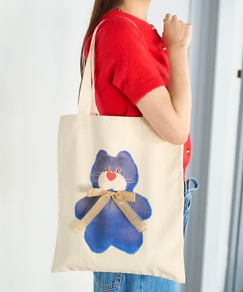 PUBLUX（パブリュクス）の「PUBLUX/パブリュクス mojojojo リボン付き トートバッグ　限定展開（トートバッグ・レディース・サックスブルー/オフホワイト/ホワイト/ベージュ・ﾌﾘ-）」の19枚目の写真