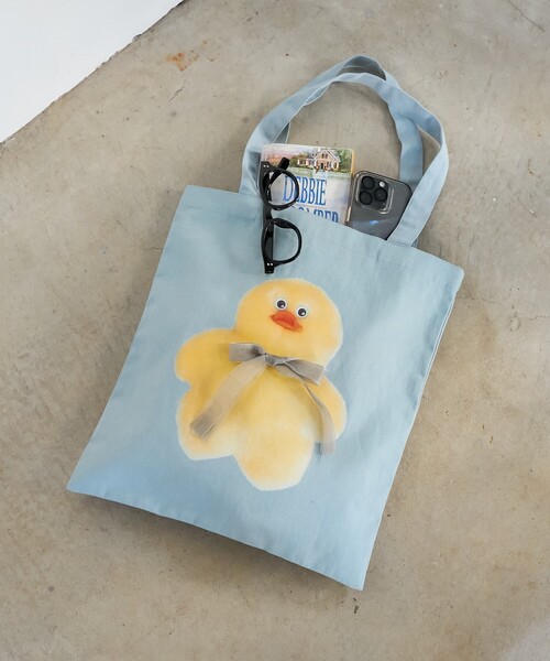 PUBLUX（パブリュクス）の「PUBLUX/パブリュクス mojojojo リボン付き トートバッグ　限定展開（トートバッグ・レディース・サックスブルー/オフホワイト/ホワイト/ベージュ・ﾌﾘ-）」の18枚目の写真