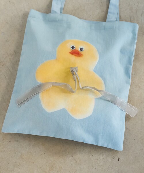 PUBLUX（パブリュクス）の「PUBLUX/パブリュクス mojojojo リボン付き トートバッグ　限定展開（トートバッグ・レディース・サックスブルー/オフホワイト/ホワイト/ベージュ・ﾌﾘ-）」の7枚目の写真