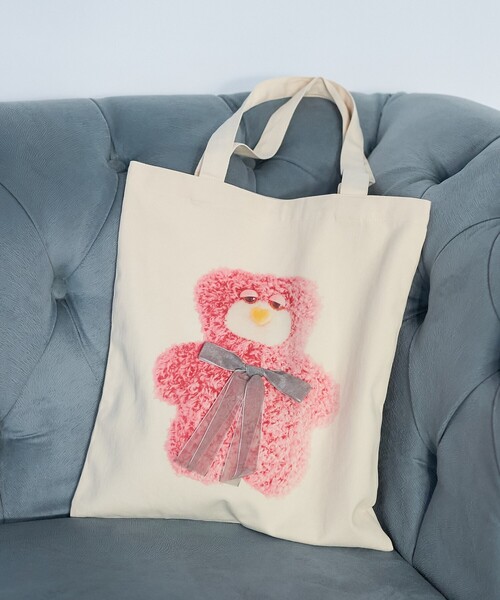 PUBLUX（パブリュクス）の「PUBLUX/パブリュクス mojojojo リボン付き トートバッグ　限定展開（トートバッグ・レディース・サックスブルー/オフホワイト/ホワイト/ベージュ・ﾌﾘ-）」の5枚目の写真