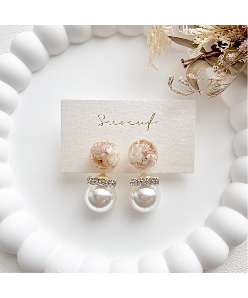 tone(トーン)の「【S.coeuf】【S.coeuf】1粒ピアス×大きなパール(MA)(ピアス(両耳用)・レディース・ホワイト・FREE)」の1枚目の写真
