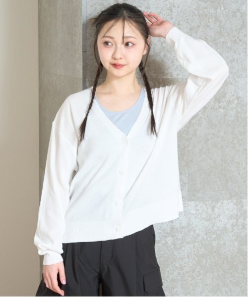 LOVETOXIC(ラブトキシック)の「【ベーシック/UV加工】カーディガン(カーディガン/ボレロ・キッズ・オフホワイト/ブラック・S:140cm/M:150cm/130cm/LL(170cm)/L:160cm)」の1枚目の写真