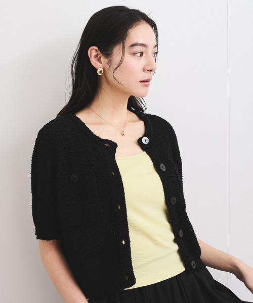 VIS(ビス)の「ブークレコンパクトカーディガン(カーディガン/ボレロ・レディース・ライトグリーン/キナリ/ブラック・FREE)」の5枚目の写真