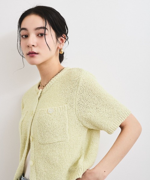 VIS(ビス)の「ブークレコンパクトカーディガン(カーディガン/ボレロ・レディース・ライトグリーン/キナリ/ブラック・FREE)」の10枚目の写真