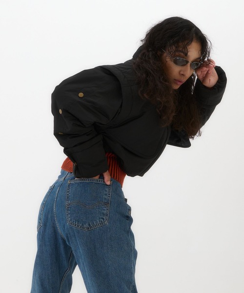 BEEDEN(ビーデン)の「2WAY BLOUSON LONG COAT(ミリタリージャケット・レディース・ブラック/カーキ・FREE)」の21枚目の写真