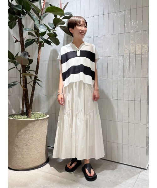 2604029 allureville タイプライターバイヤス切替スカート 白1 タイプライターバイヤス切替スカート|allureville OFFICIAL SITE