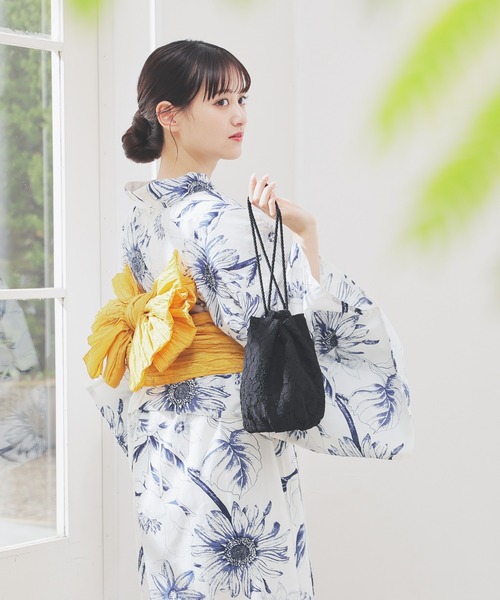 Honeys（ハニーズ）の「セパレート浴衣  ３点セット（羽織り＋巻きスカート＋兵児帯）（浴衣・レディース・ネイビー系/ネイビー系1/アイボリー系/ホワイト系その他・F）」の2枚目の写真