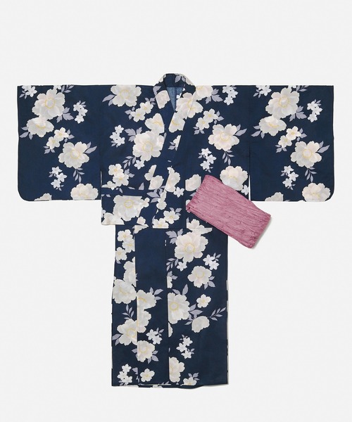 Honeys（ハニーズ）の「セパレート浴衣  ３点セット（羽織り＋巻きスカート＋兵児帯）（浴衣・レディース・ネイビー系/ネイビー系1/アイボリー系/ホワイト系その他・F）」の13枚目の写真
