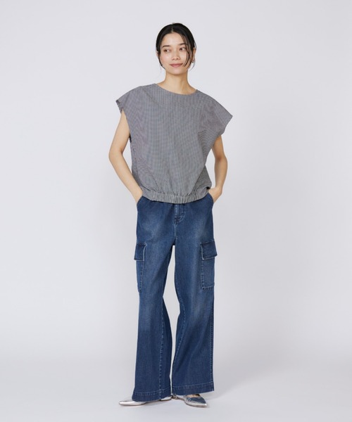 INED（イネド）の「ギンガムサッカー フレンチスリーブトップス（シャツ/ブラウス・レディース・その他12/ブラック/イエロー・9号）」の20枚目の写真