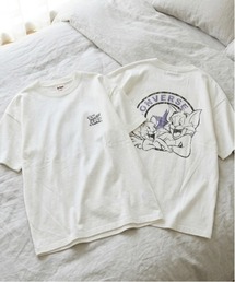 【TOM & JERRY/トムとジェリー×CONVERSE/コンバース】ピグメント加工/BIO WASH/ヴィンテージ風プリント 天竺 半袖Tシャツ ユニセックス