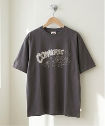 【TOM & JERRY/トムとジェリー×CONVERSE/コンバース】ピグメント加工/BIO WASH/ヴィンテージ風プリント 天竺 半袖Ｔシャツ ユニセックス
