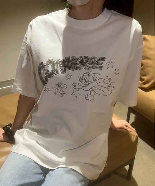 Tom&Jerry(トムアンドジェリー)の「【TOM & JERRY/トムとジェリー×CONVERSE/コンバース】ピグメント加工/BIO WASH/ヴィンテージ風プリント 天竺 半袖Tシャツ ユニセックス(Tシャツ/カットソー・レディース・ホワイト系2/ホワイト系1/ブラック系1/ブラック系2・L/M)」の11枚目の写真