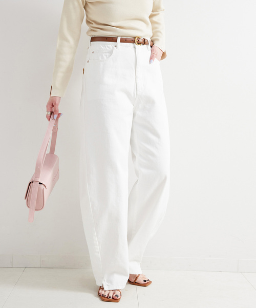 B.C STOCK(ベーセーストック)の「《追加3》ウォッシャブル / DU JOUR/デュ ジュール BARREL BAGGY JEAN(デニムパンツ・レディース・ホワイト/ブルー/ホワイト系その他・36/38)」の1枚目の写真