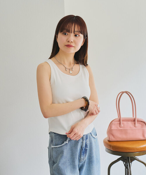 セール】【4色展開/カップ取り外し可】カップ付き加工リブタンク