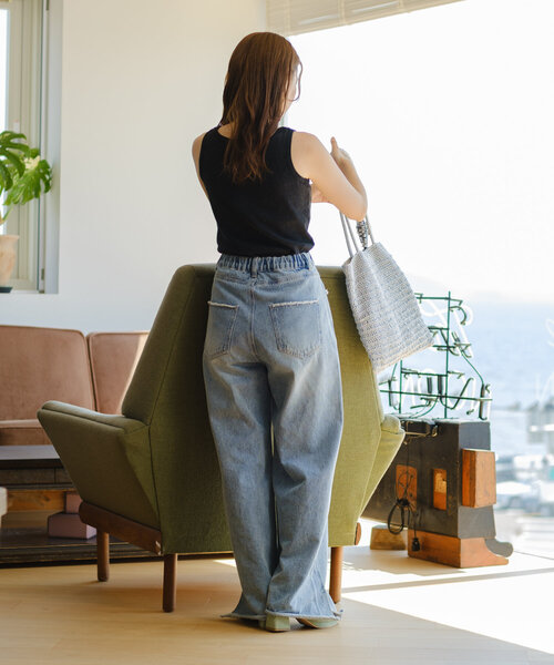 Kastane（カスタネ）の「【4色展開/カップ取り外し可】カップ付き加工リブタンク（タンクトップ・レディース・ブラック/アイボリー/ホワイト/ピンク・FREE）」の11枚目の写真